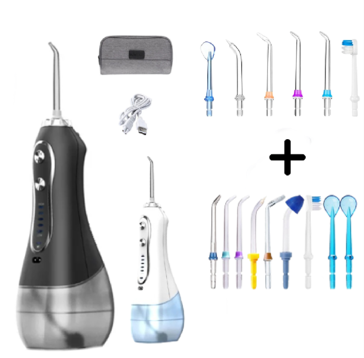 Irrigador Bucal Portátil Recargable H2ofloss HF-6 / 300ml + 9 Boquillas Extra