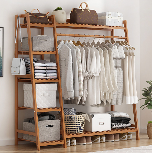 Perchero De Madera Para Ropa Con Estantes