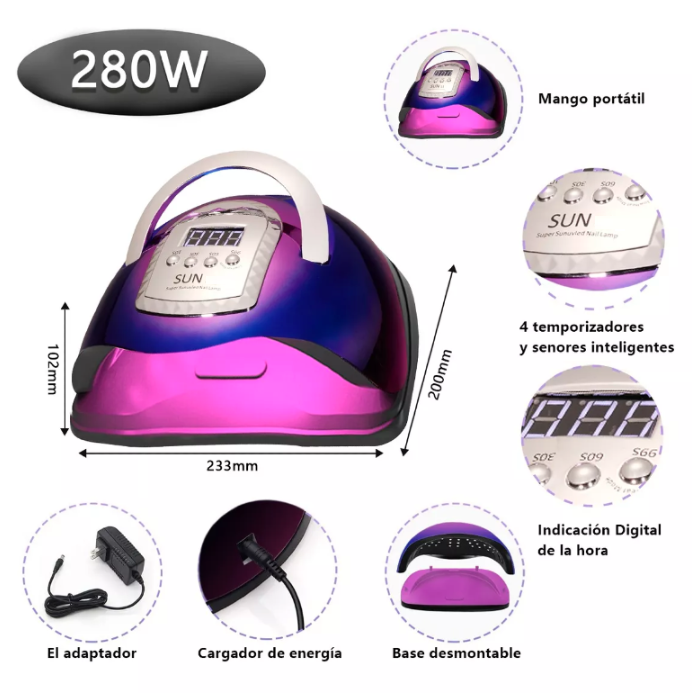 Lampara UV Uñas SUN S5 / 66LED / 280W / Con Temporizador/ TORNASOLADA