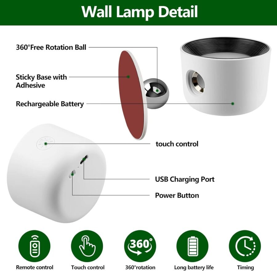 Lampara De Pared / Portátil / Magnética / Recargable / RGB / Con Control / 4.5W