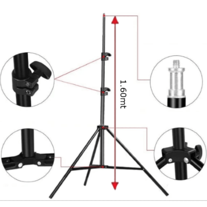 Trípode De Aluminio 1.6 MT / 2cm De Diámetro ( Apto Para Aro De Luz Led )