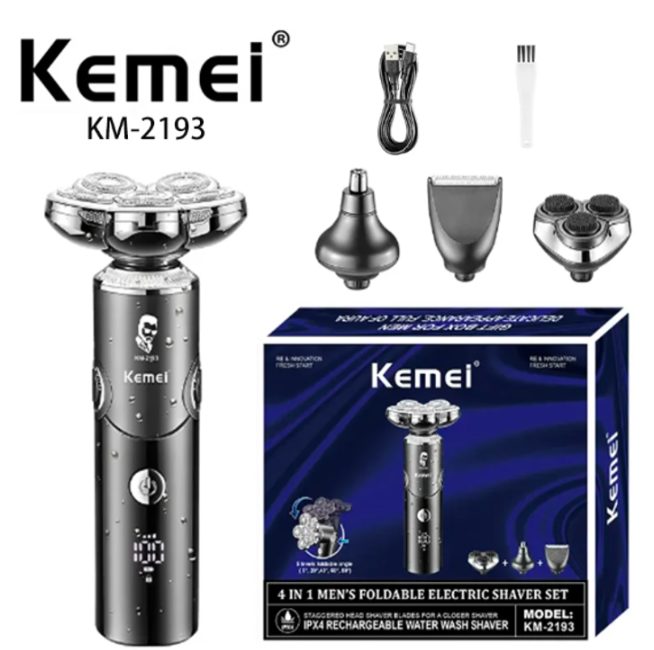 Afeitadora 5 Cabezales Eléctrica Inalámbrica Recargable Kemei KM-2193 / 4W