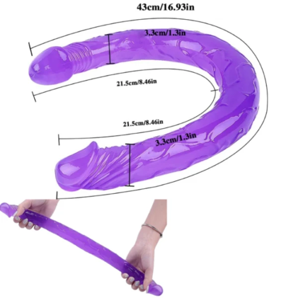 Consolador Dildo Pene Doble Flexible / 44cm x 3.3cm / VIOLETA